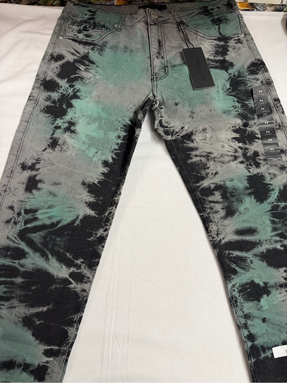 Tie-Dye Black & Teal Men’s Jeans